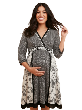 A Pea in the Pod Mixed Pattern Maternity Dress